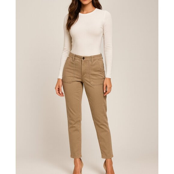 NWOT 1822 Very Soft Olive Green Khaki Denim Stretchy Mid Rise Jeans Pants - Picture 1 of 8